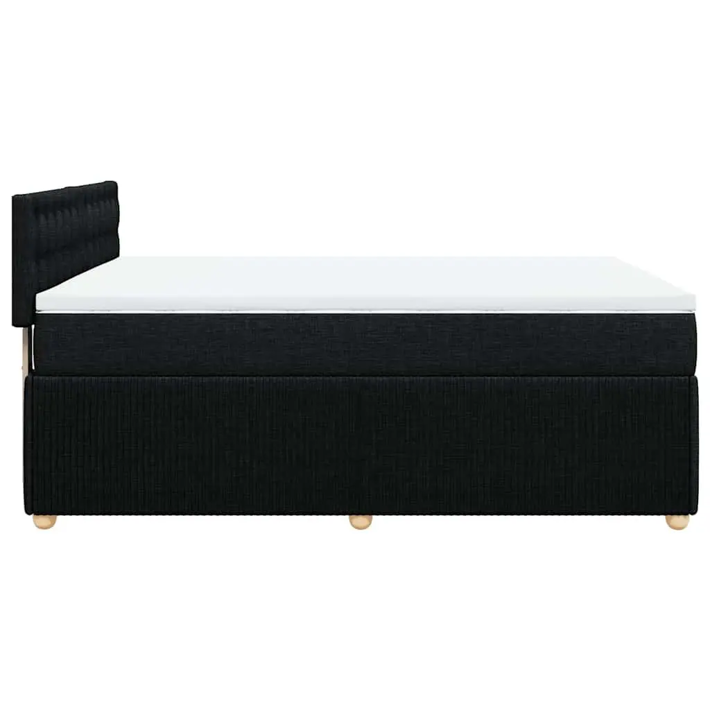 Double Box Spring Bed Pocket Spring Mattress Black Fabric Frame
