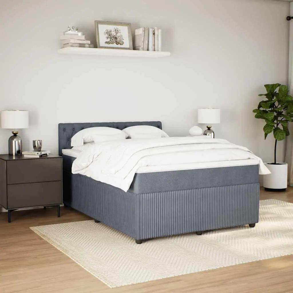 Queen Bed Frame with Pocket Spring Mattress Grey Fabric