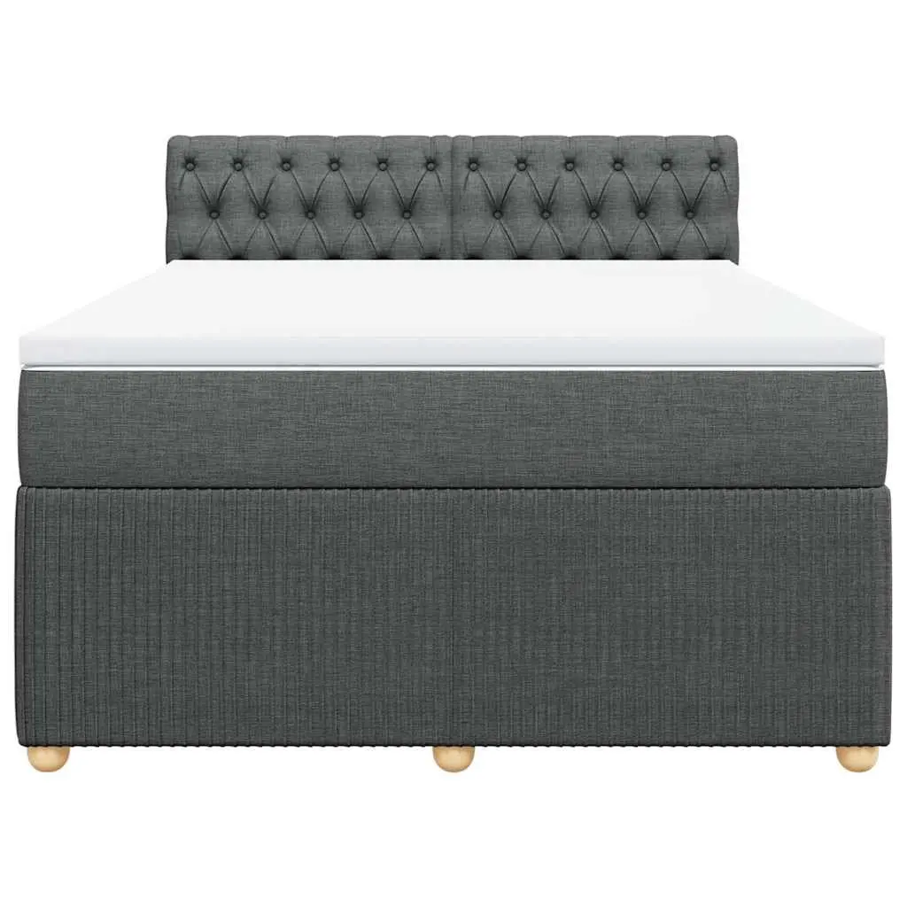 Queen Bed Frame with Pocket Spring Mattress Grey Fabric