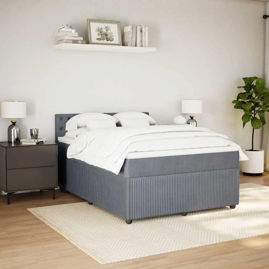 Pocket Spring Mattress Queen Bed Frame Slatted Base Dark Grey Polyester Upholstery
