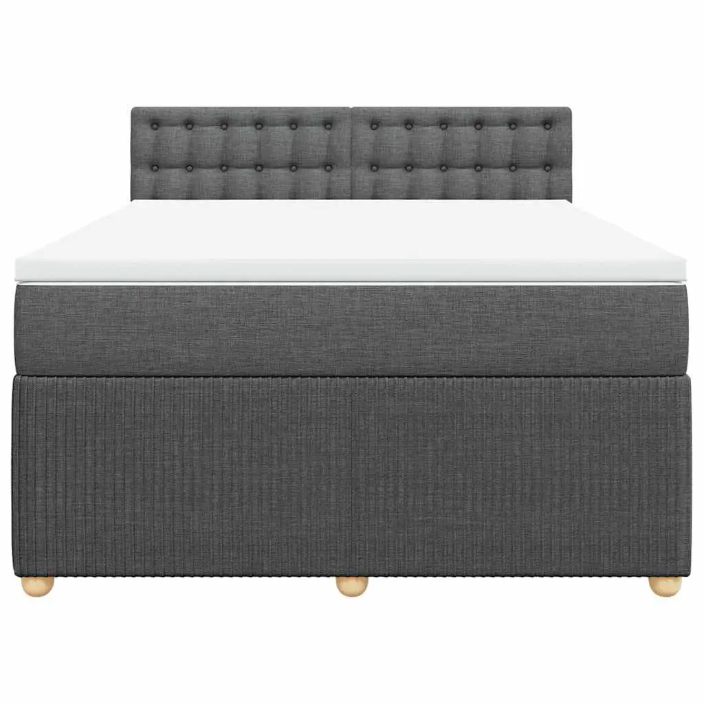 Pocket Spring Mattress Queen Bed Frame Slatted Base Dark Grey Polyester Upholstery