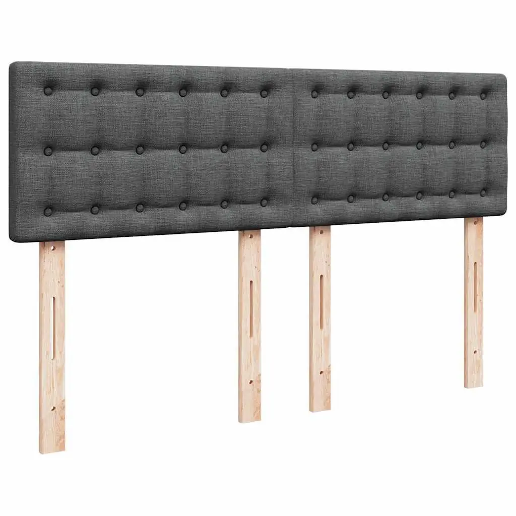 Pocket Spring Mattress Queen Bed Frame Slatted Base Dark Grey Polyester Upholstery