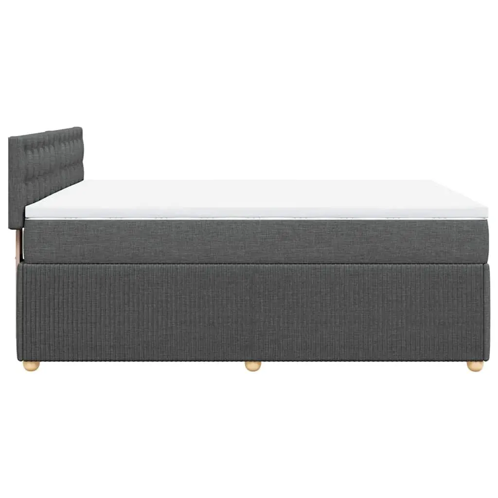Pocket Spring Mattress Queen Bed Frame Slatted Base Dark Grey Polyester Upholstery