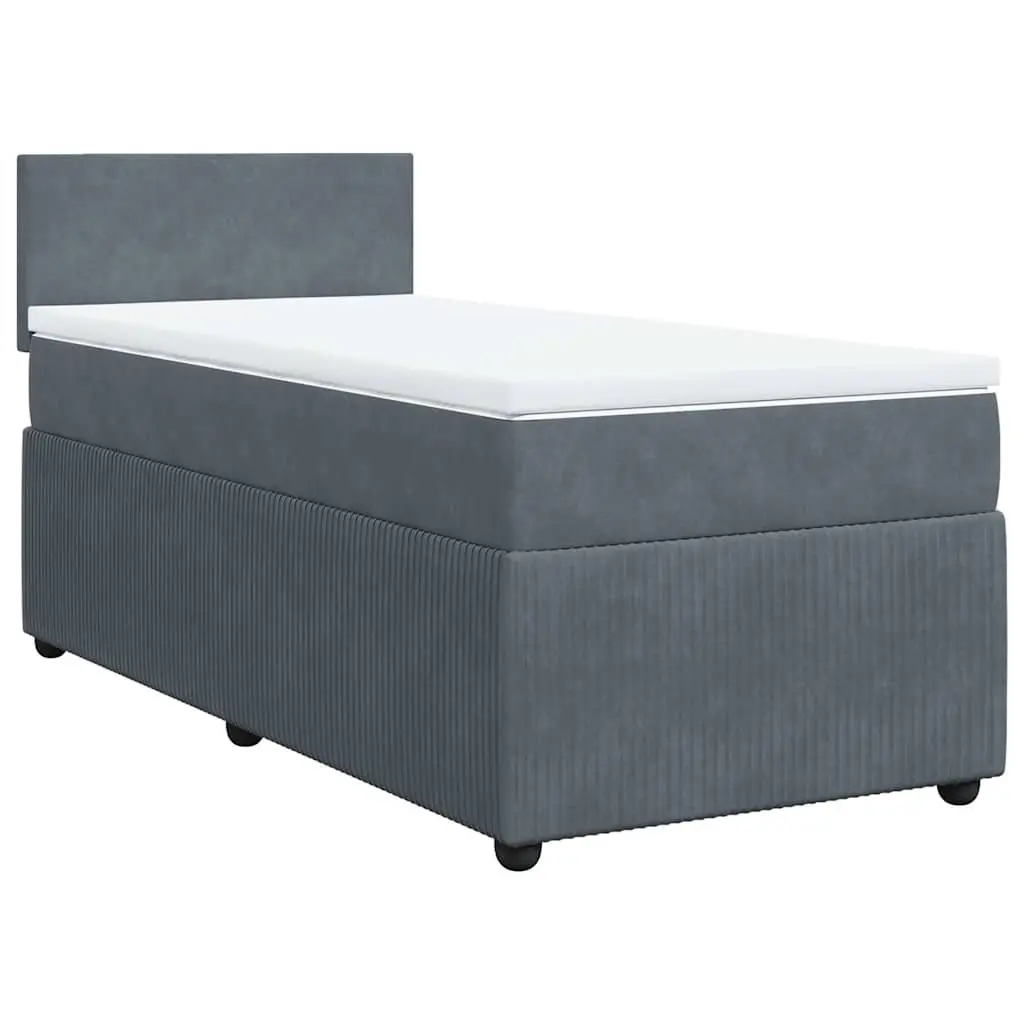 Box Spring Bed King Single Pocket Mattress Grey Velvet Frame