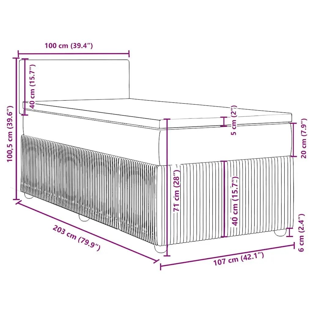 Box Spring Bed King Single Pocket Mattress Grey Velvet Frame