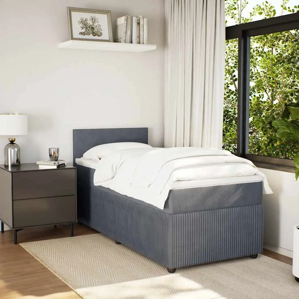 Box Spring Bed King Single Pocket Mattress Grey Velvet Frame