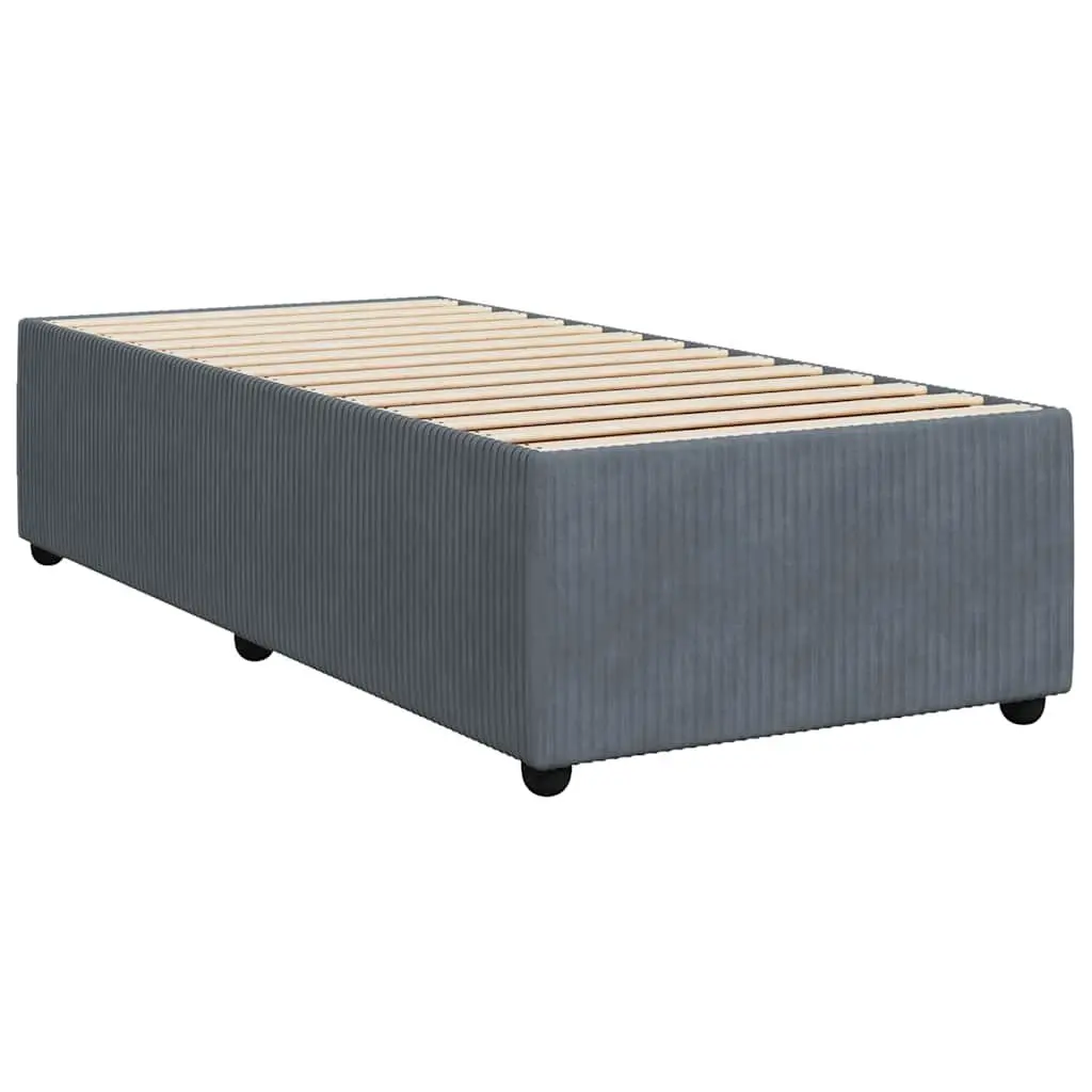 Box Spring Bed King Single Pocket Mattress Grey Velvet Frame
