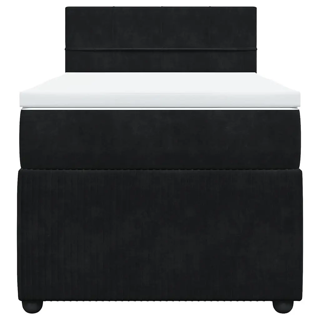 King Single Box Spring Bed Pocket Mattress Black Velvet Frame