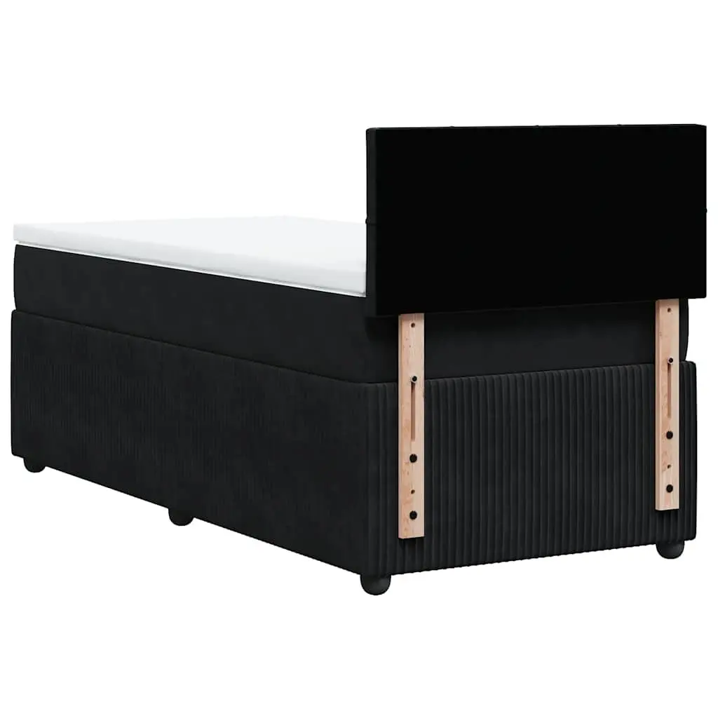 King Single Box Spring Bed Pocket Mattress Black Velvet Frame