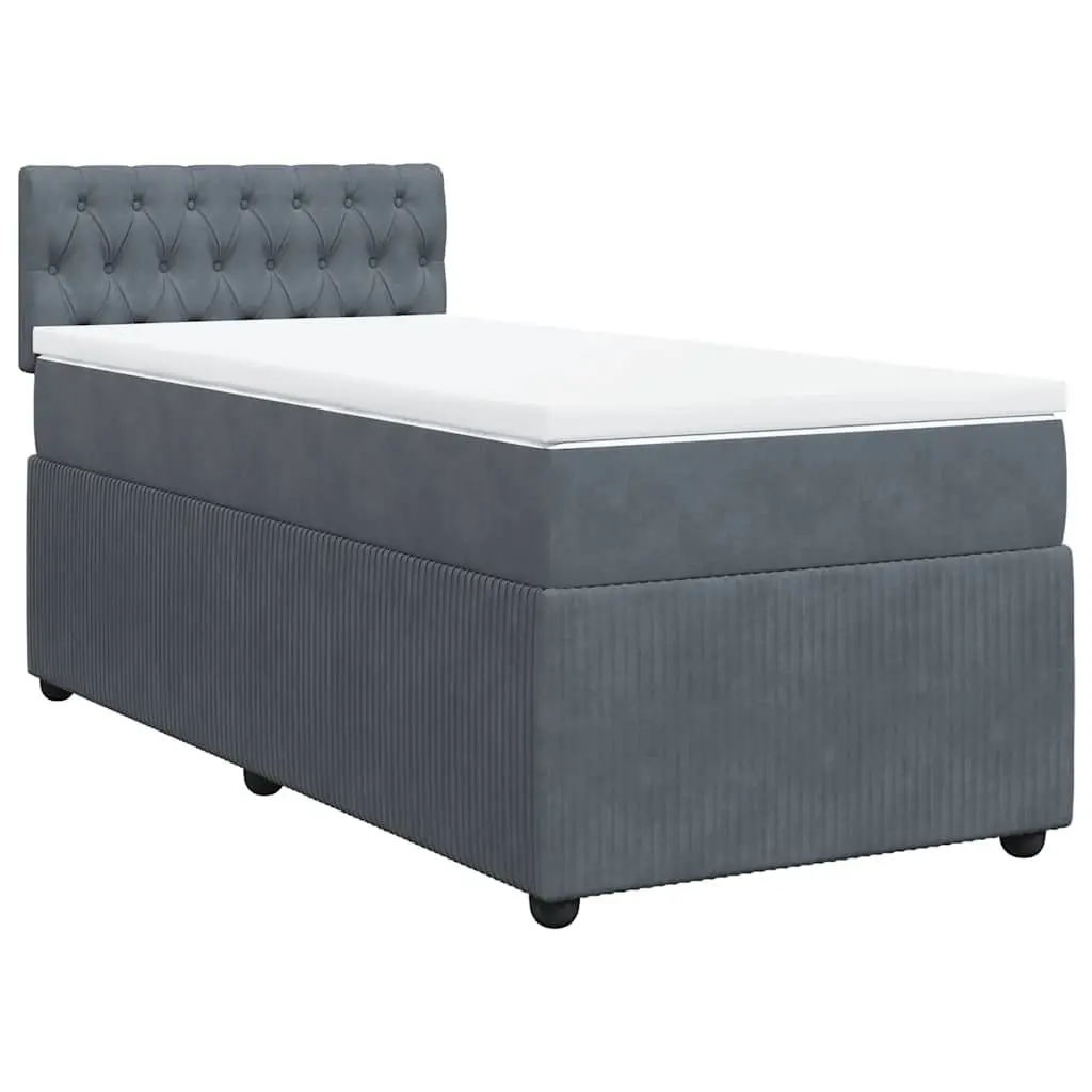 Box Spring Bed Pocket Mattress King Single Dark Grey Velvet