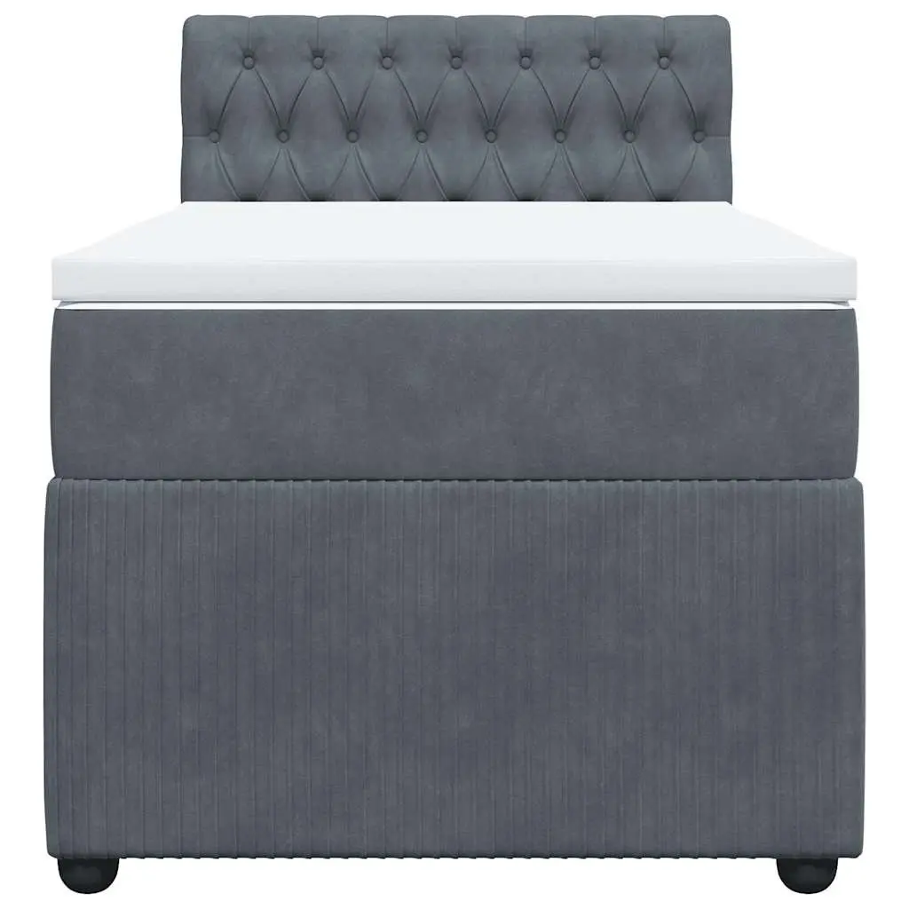 Box Spring Bed Pocket Mattress King Single Dark Grey Velvet