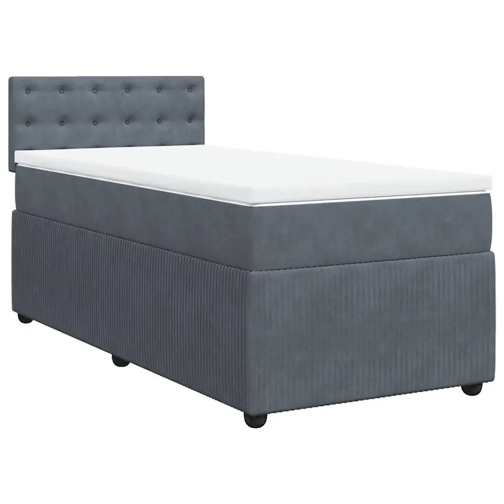 Box Spring Bed Pocket Spring Mattress King Single Grey Velvet