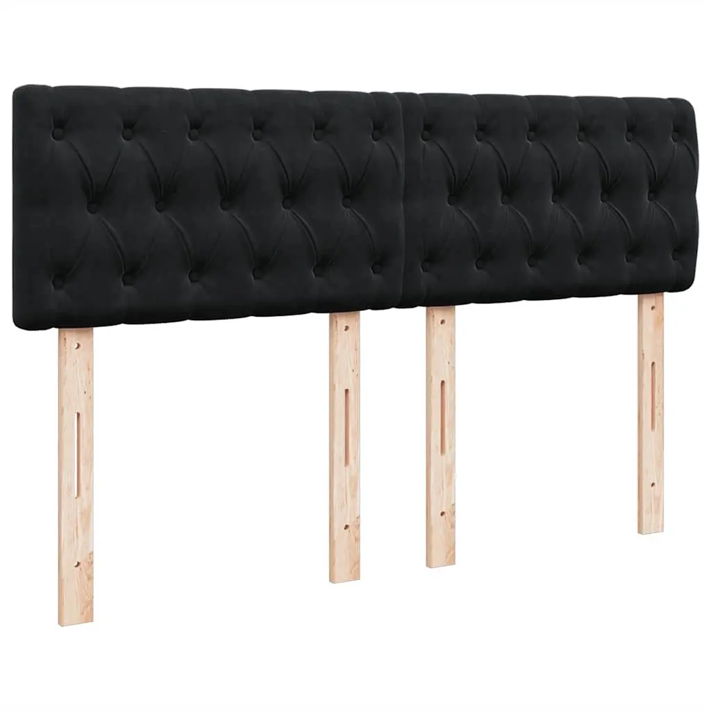 Box Spring Bed Double Pocket Spring Mattress Black Velvet