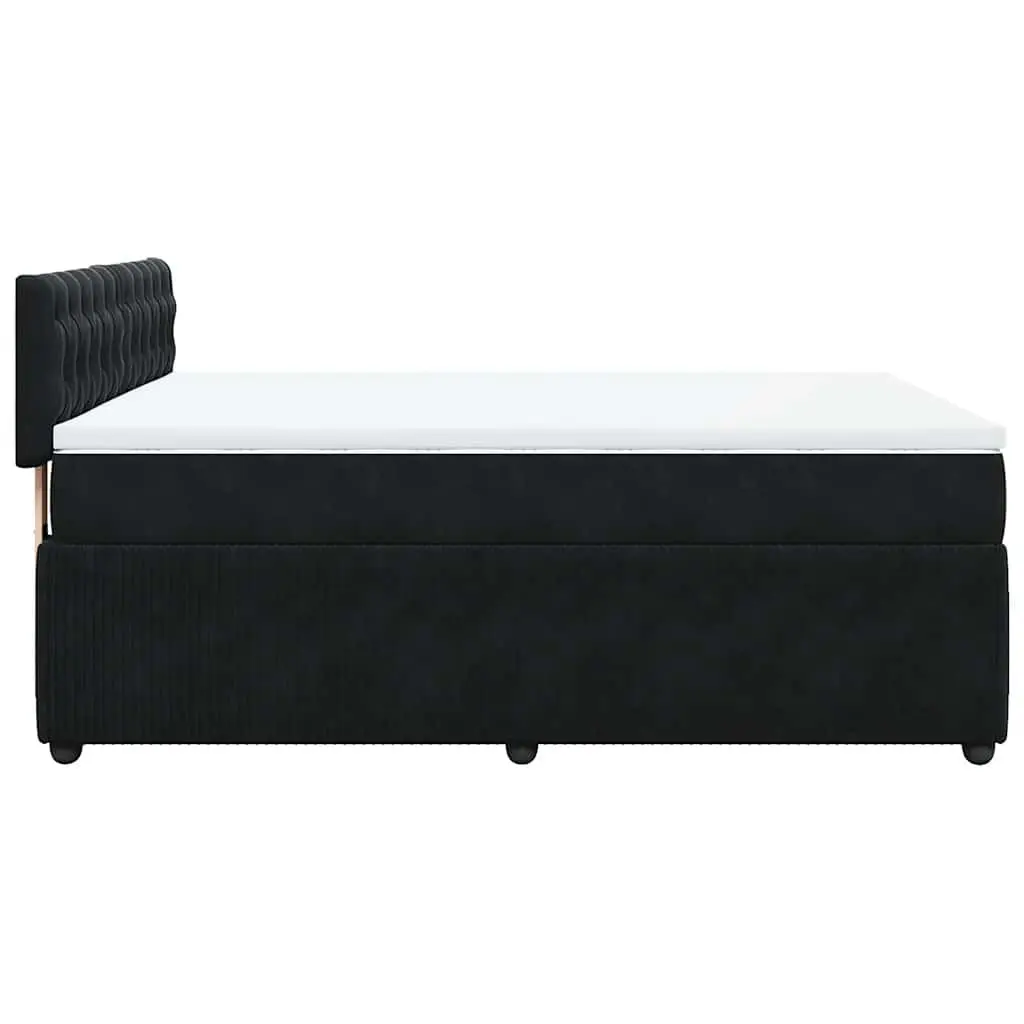 Box Spring Bed Double Pocket Spring Mattress Black Velvet