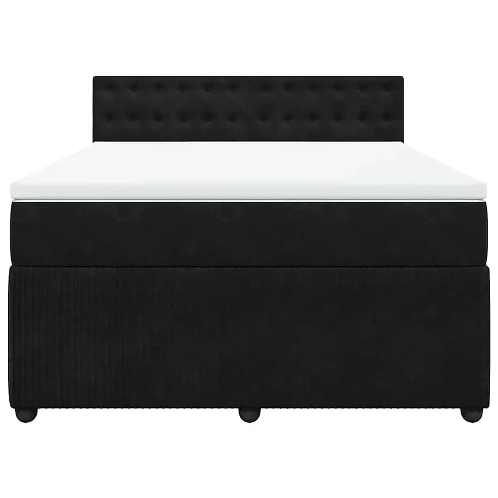 Box Spring Bed Double Pocket Spring Mattress Black Velvet