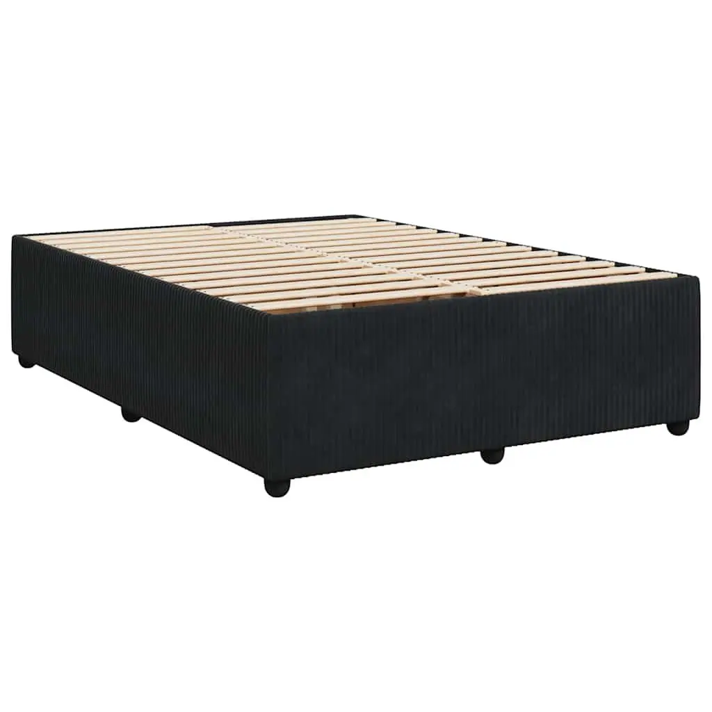 Box Spring Bed Double Pocket Spring Mattress Black Velvet