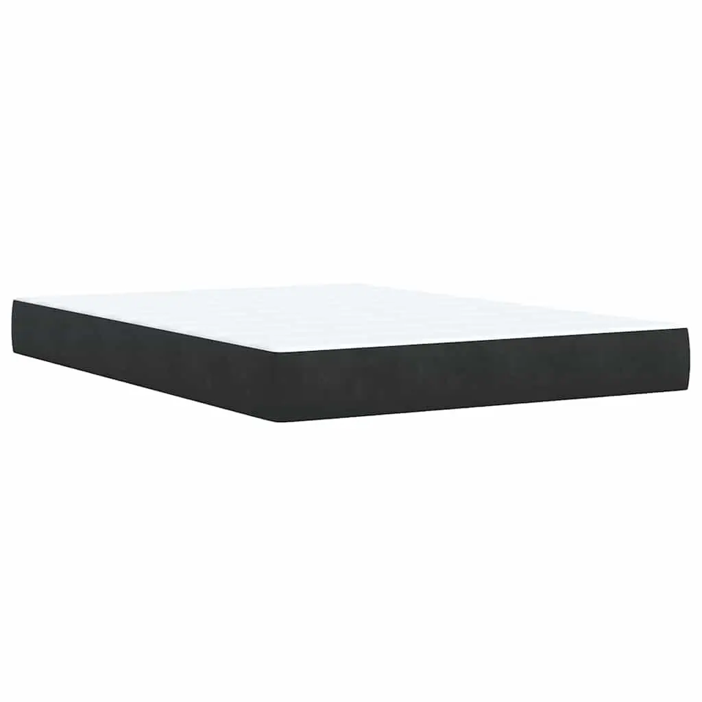 Box Spring Bed Double Pocket Spring Mattress Black Velvet