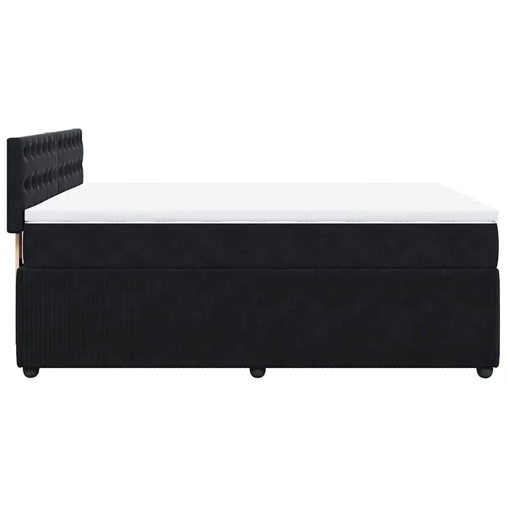 Box Spring Bed Double Pocket Spring Mattress Black Velvet