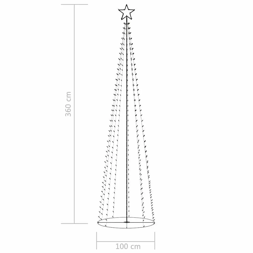 Cone Tree Christmas Decoration 400 Warm White LEDs 100cm Base 360cm Height Indoor Outdoor