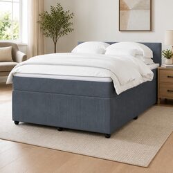 Comfort and Value with the Grey Velvet Queen Box Spring Bed