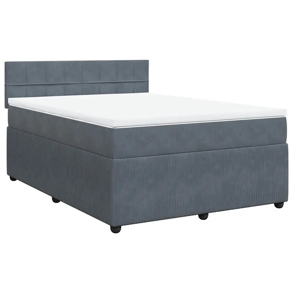 Queen Box Spring Bed with Comfort Pocket Mattress in Grey