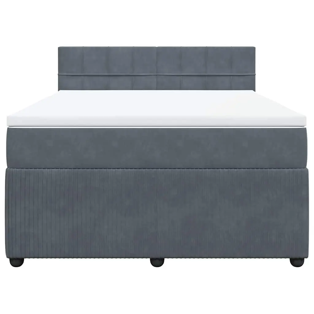 Queen Box Spring Bed with Comfort Pocket Mattress in Grey