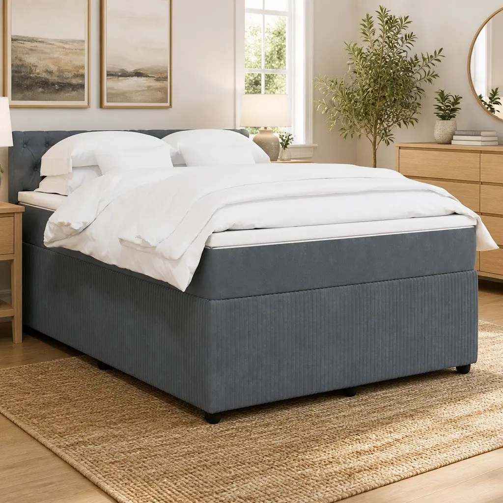 Queen Bed with Pocket Spring Mattress and Velvet Upholstery