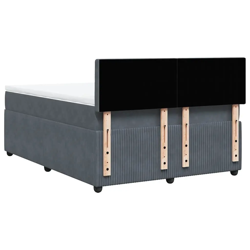 Queen Box Spring Bed with Pocket Mattress Grey Velvet Upholstered Frame
