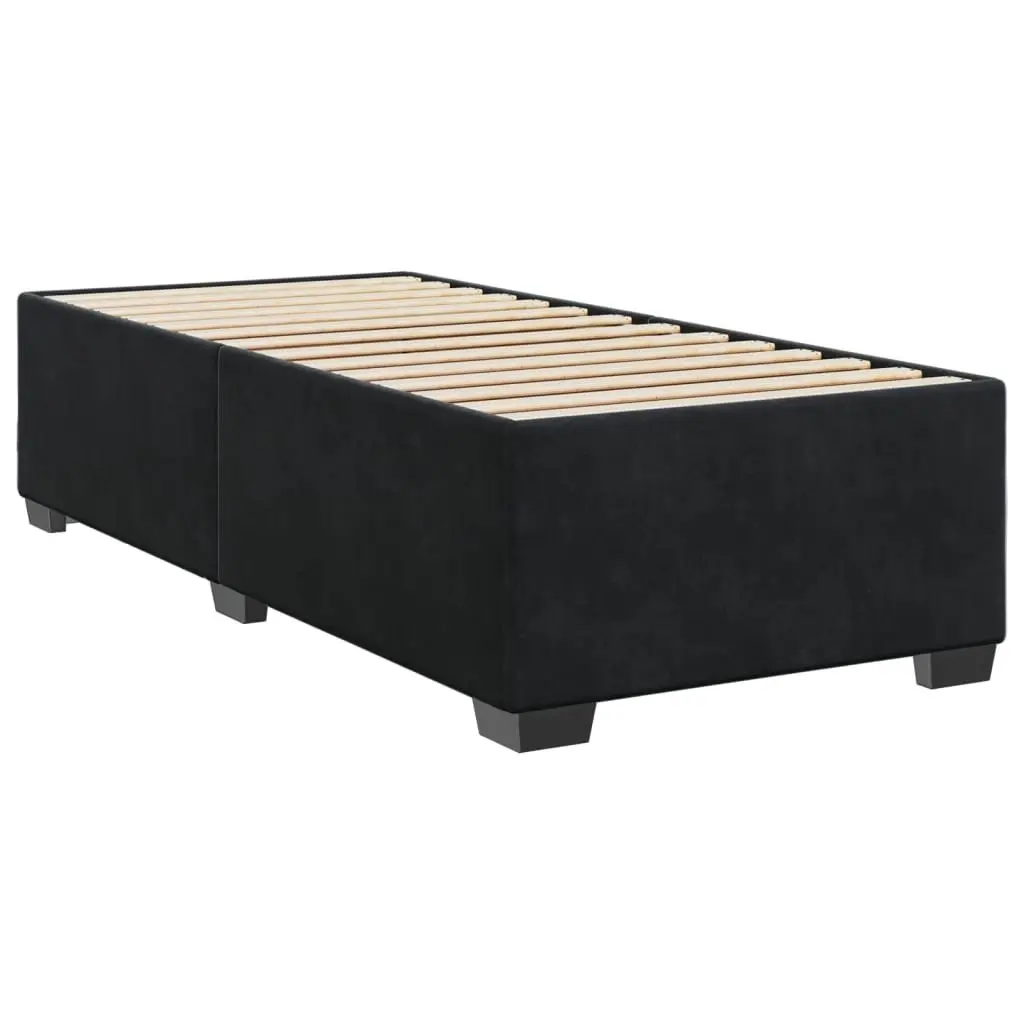 Box Spring Bed Pocket Spring Mattress King Single Black Fabric with LED Lights