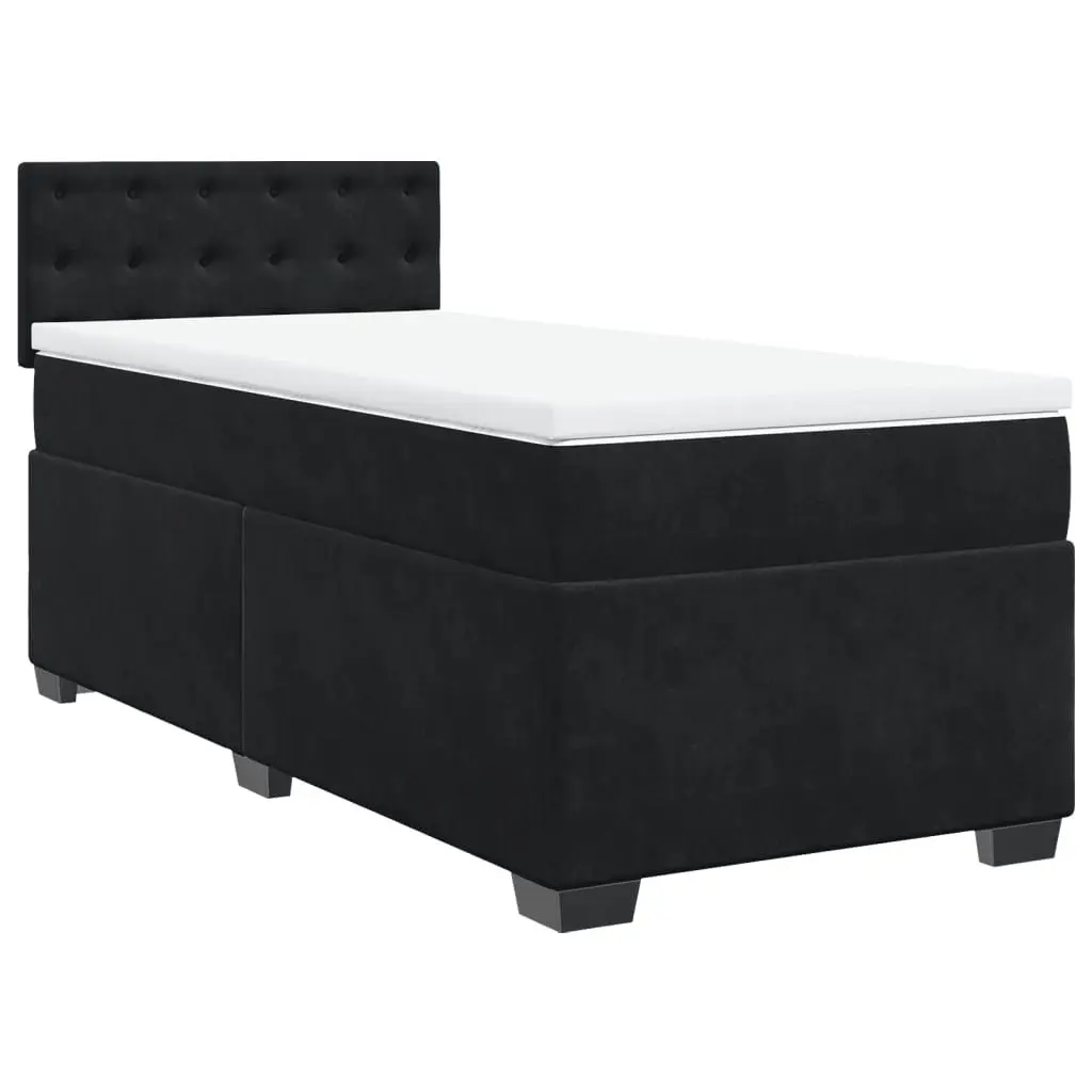 Box Spring Bed King Single Pocket Mattress Black Fabric with LED Lights