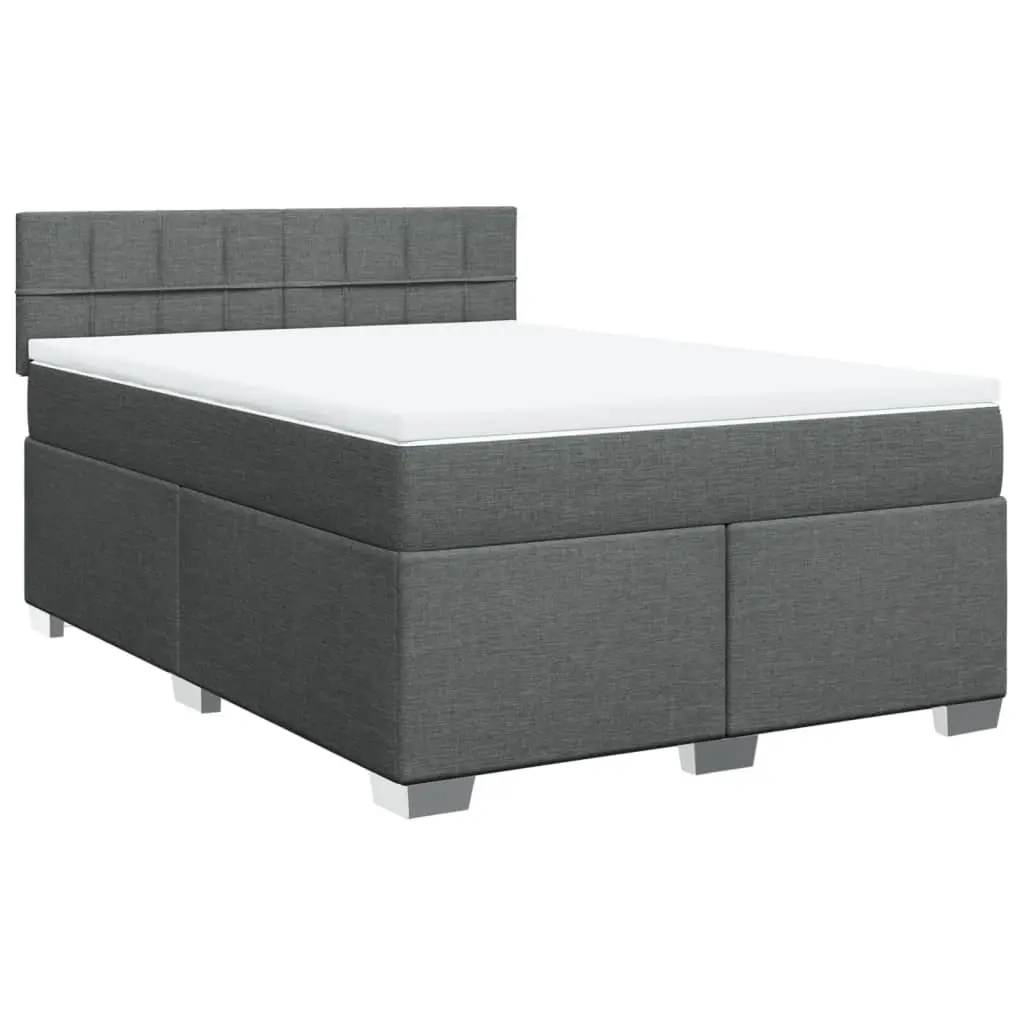 Pocket Sprung Mattress Box Spring Bed Grey Fabric with LED Lights Queen Size