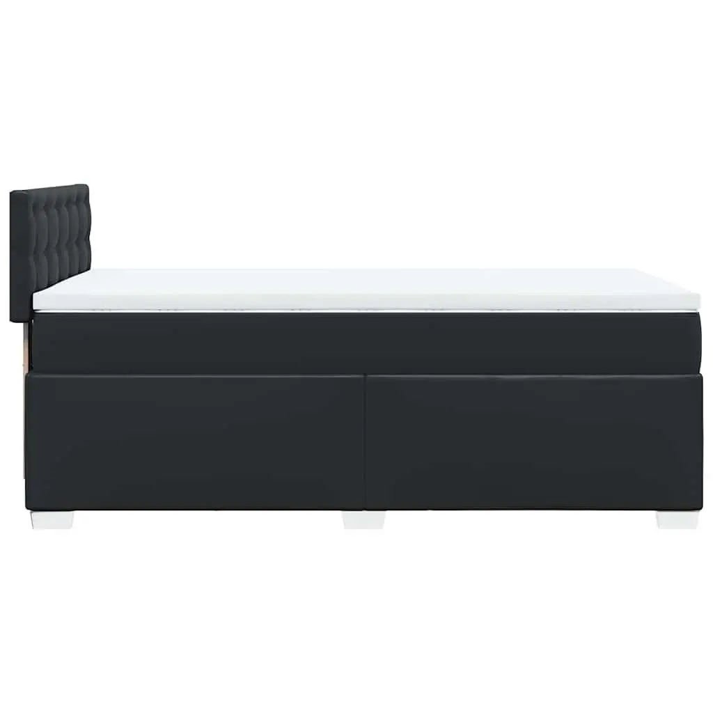 King Single Box Spring Bed Pocket Spring Mattress LED Lights Black Faux Leather