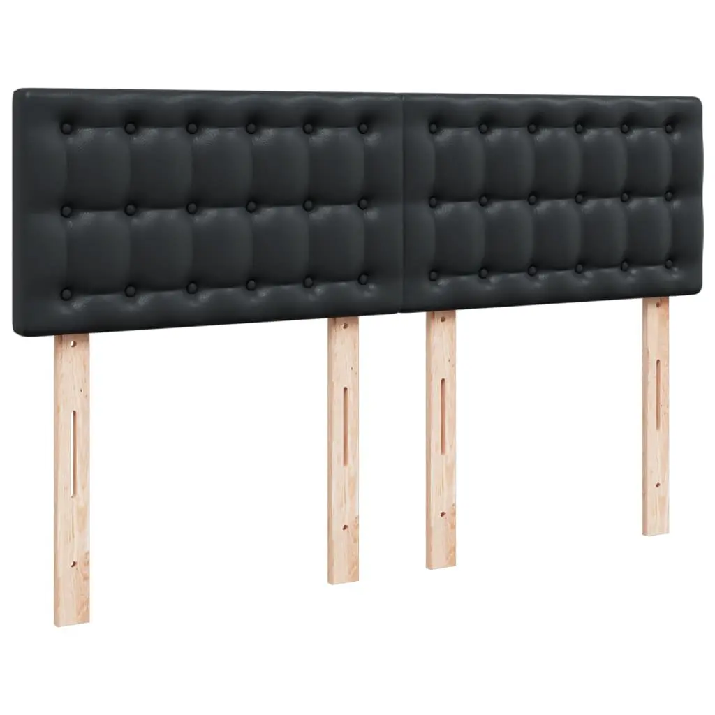 Queen Box Spring Bed with Pocket Sprung Mattress LED Lights Black Faux Leather