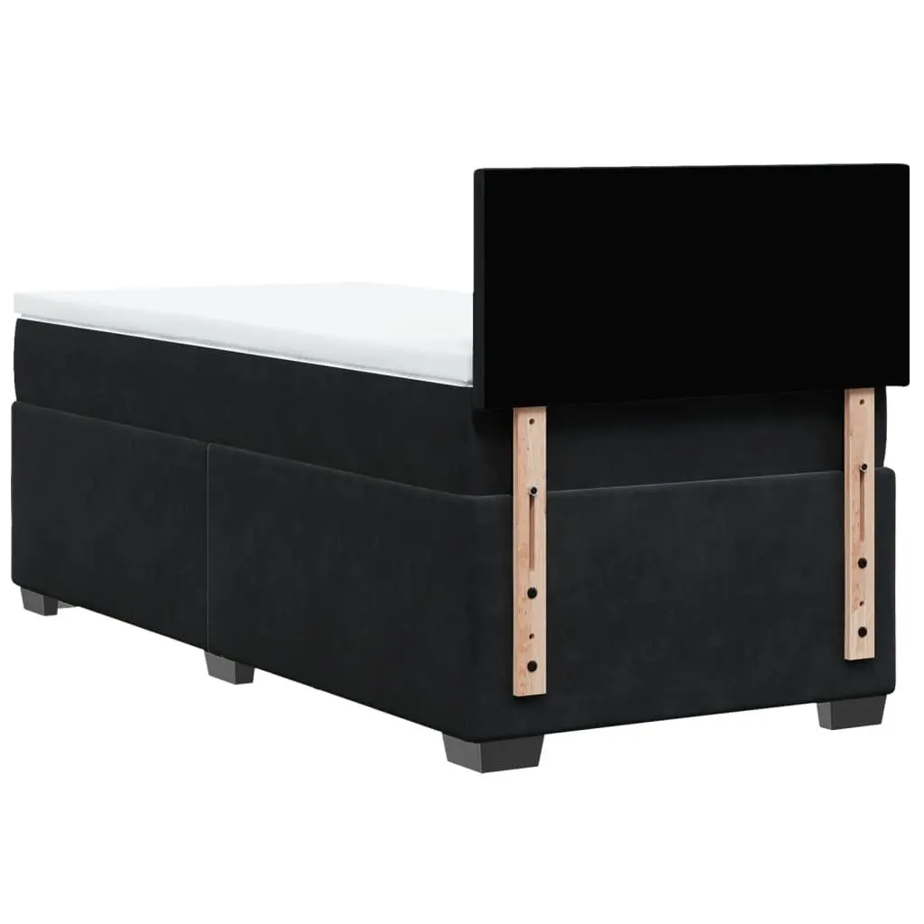 Box Spring Bed King Single Pocket Mattress Velvet Black with LED Lights