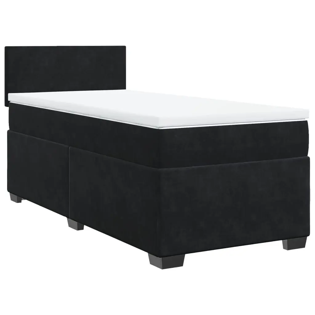 Box Spring Bed King Single Pocket Mattress Velvet Black with LED Lights