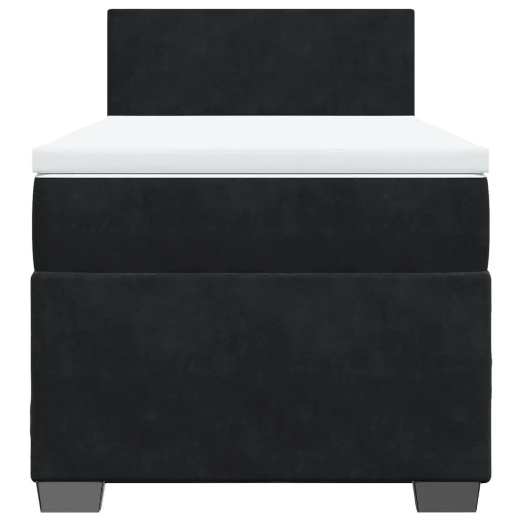 Box Spring Bed King Single Pocket Mattress Velvet Black with LED Lights