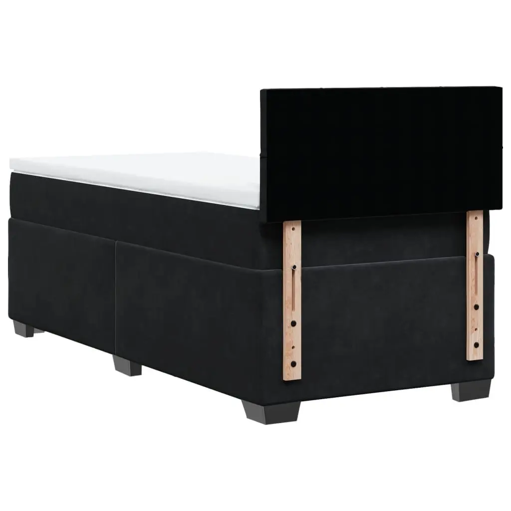 King Single Box Spring Bed Pocket Spring Mattress LED Lights Black Velvet