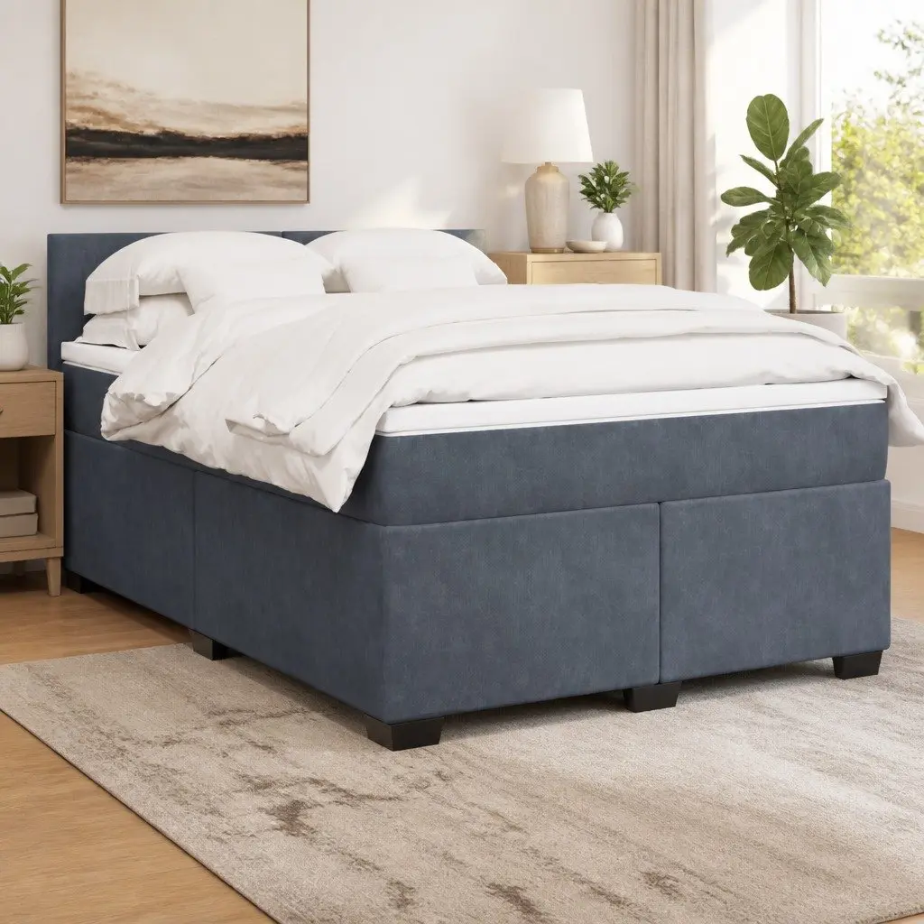 Double Box Spring Bed with Pocket Mattress and Lights