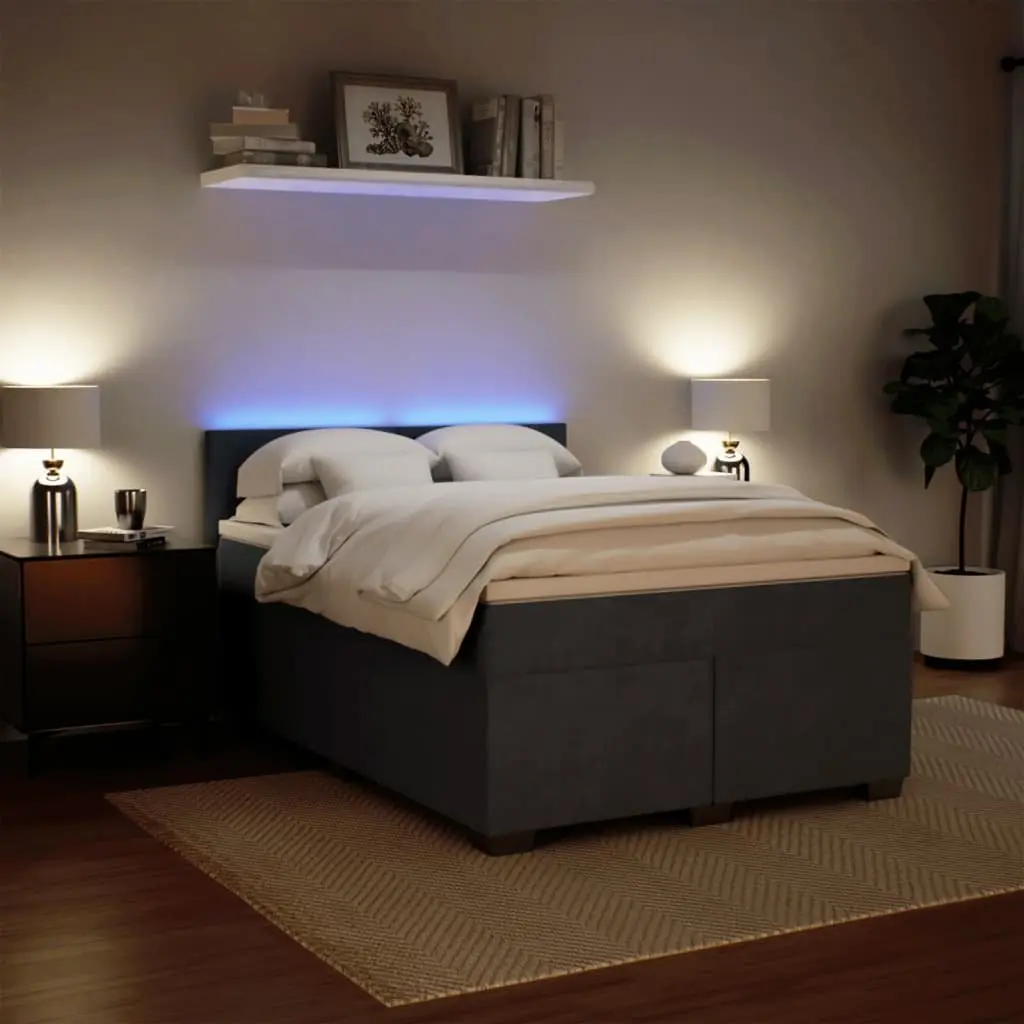 Double Box Spring Bed with Pocket Mattress and Lights