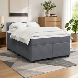 Comfortable Double Box Spring Bed with Customizable LED Lights