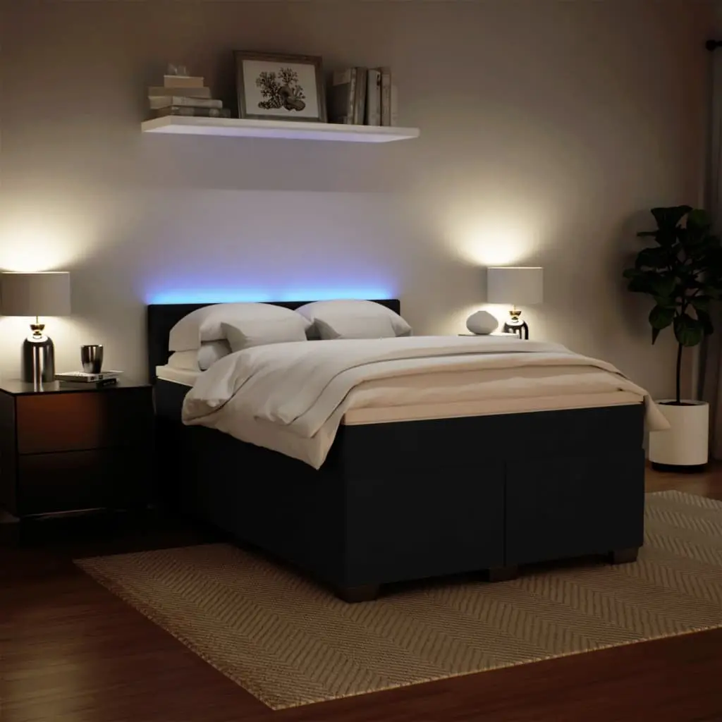 Double Box Spring Bed with Pocket Mattress Black Velvet Upholstered