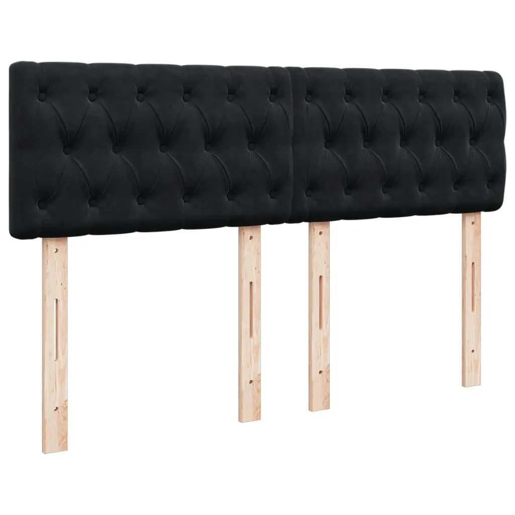 Queen Size Box Spring Bed with Pocket Spring Mattress LED Lights Black Velvet