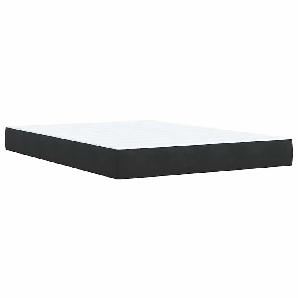 Queen Size Box Spring Bed with Pocket Spring Mattress LED Lights Black Velvet
