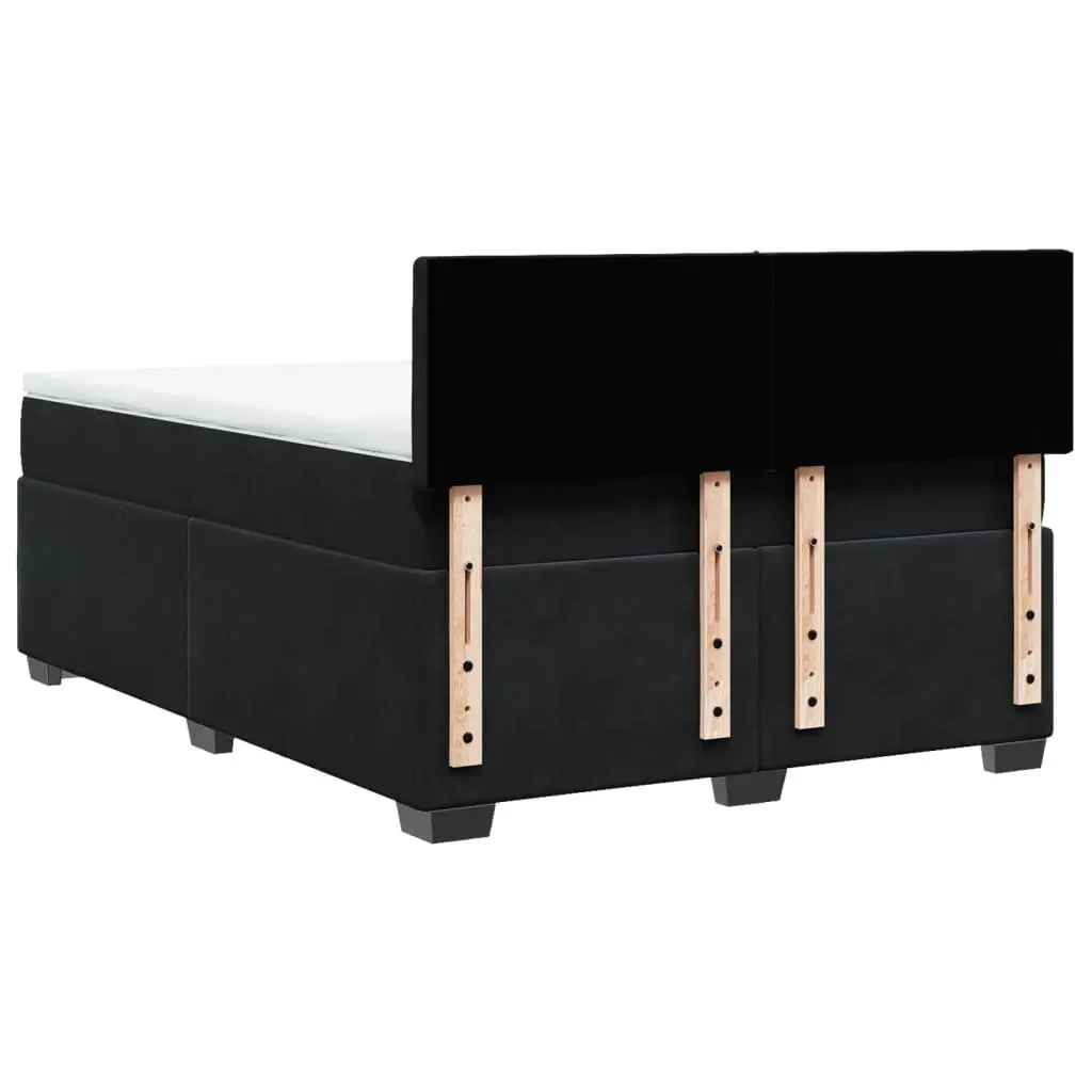 Queen Box Spring Bed with Pocket Sprung Mattress LED Lights Black Velvet