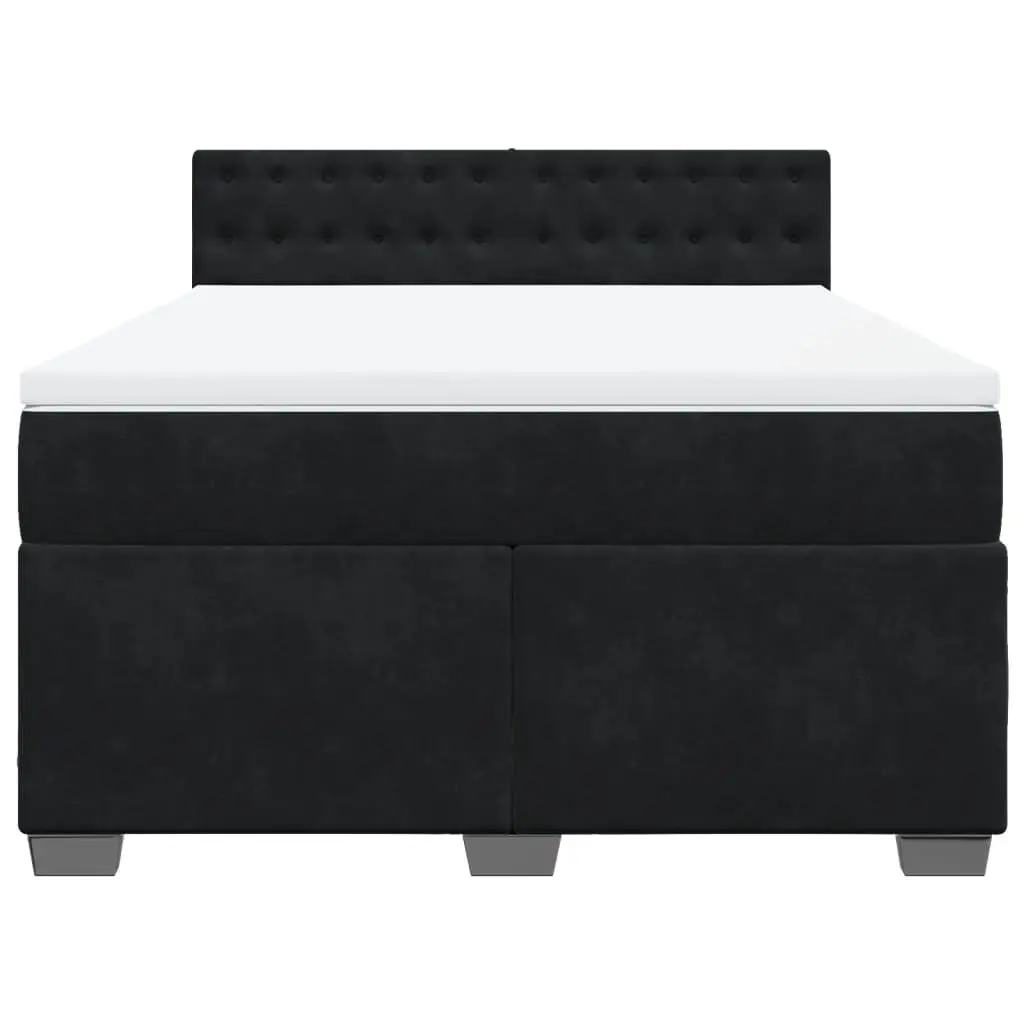 Queen Box Spring Bed with Pocket Sprung Mattress LED Lights Black Velvet