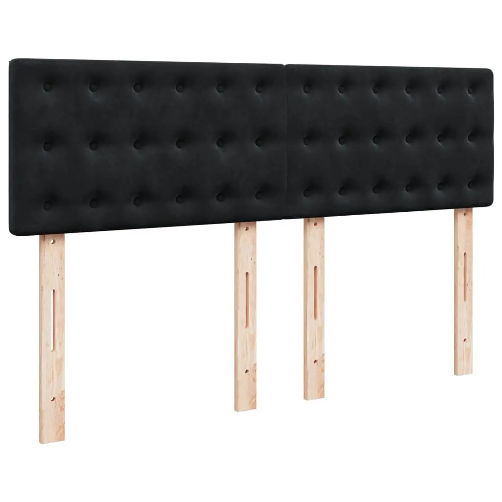 Queen Box Spring Bed with Pocket Sprung Mattress LED Lights Black Velvet