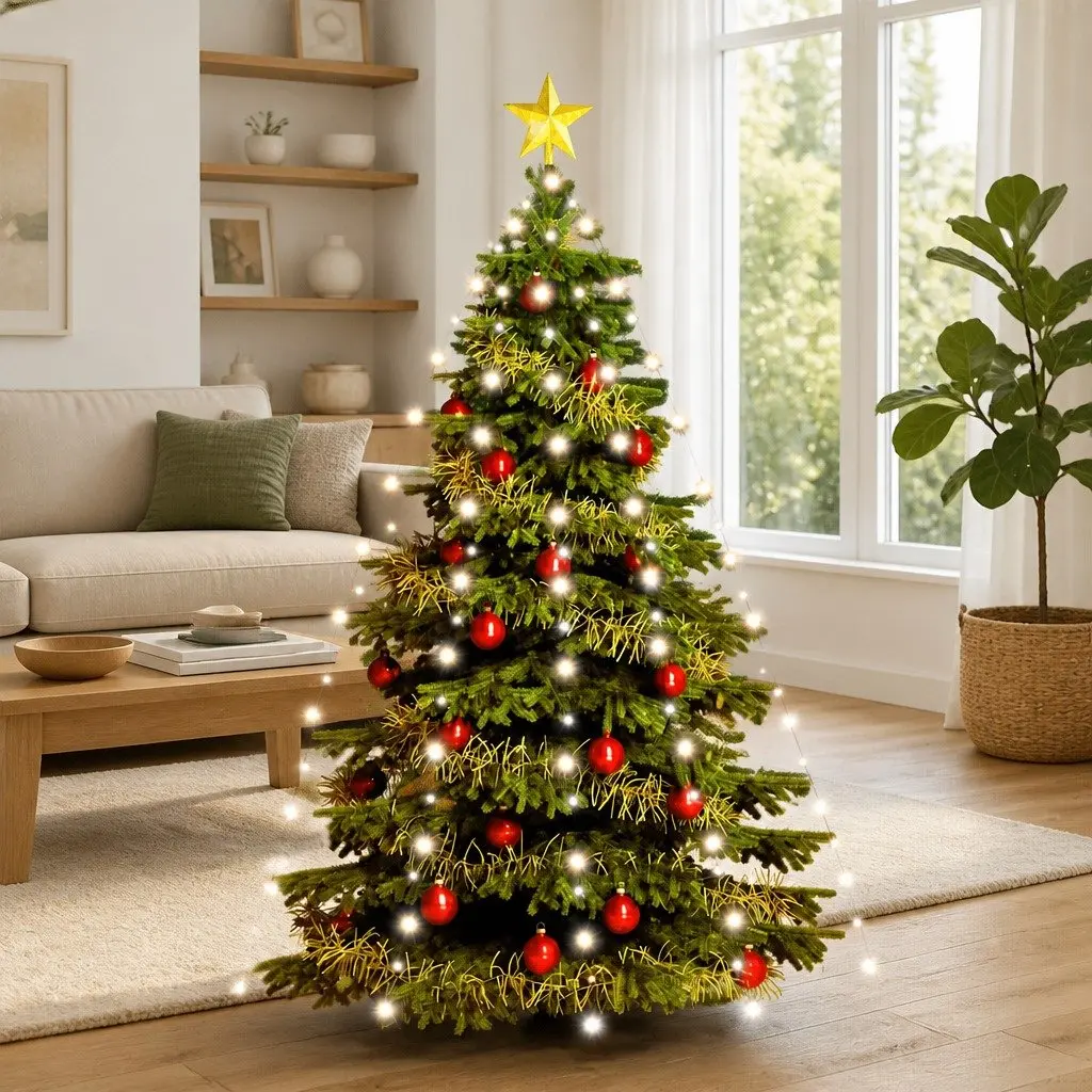Christmas Tree Net Lights 180 LEDs Cold White 180cm Indoor Outdoor 8 Effects