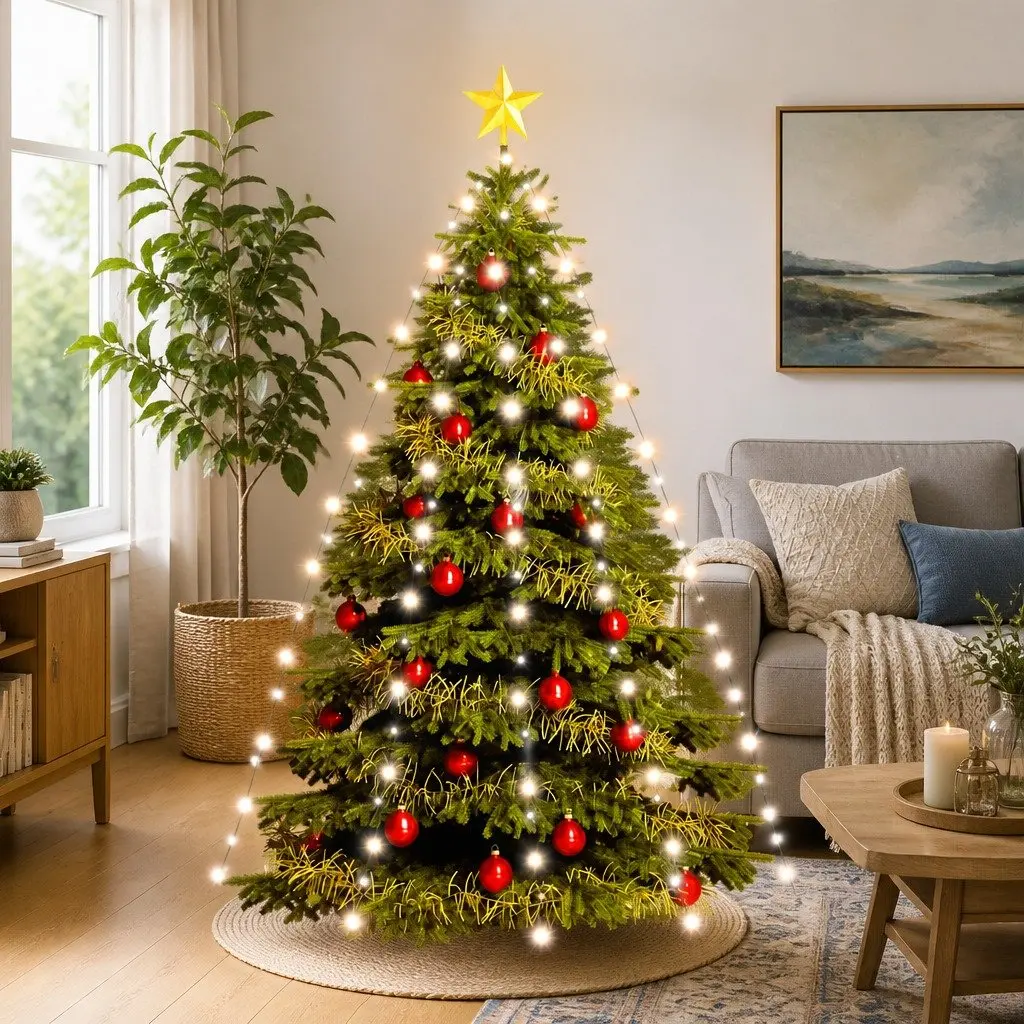 LED Net Lights Christmas Tree Decoration 210cm Cold White Indoor Outdoor 8 Effects