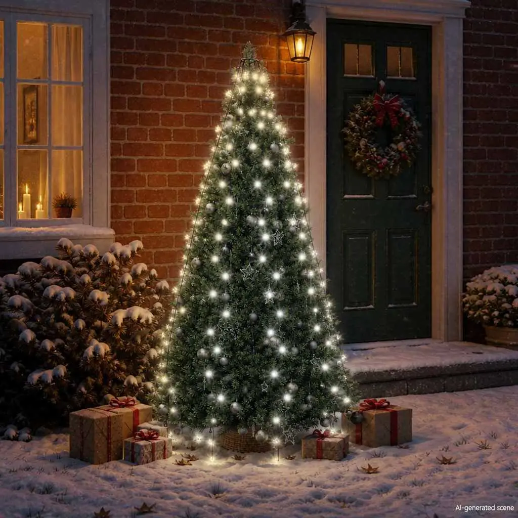 LED Net Lights Christmas Tree Decoration 210cm Cold White Indoor Outdoor 8 Effects