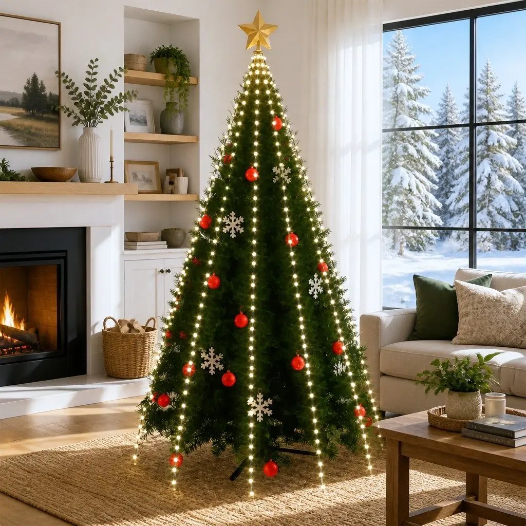 LED String Lights 500 Cold White for Indoor Outdoor Christmas Tree Decoration 10m Length with 8 Lighting Effects